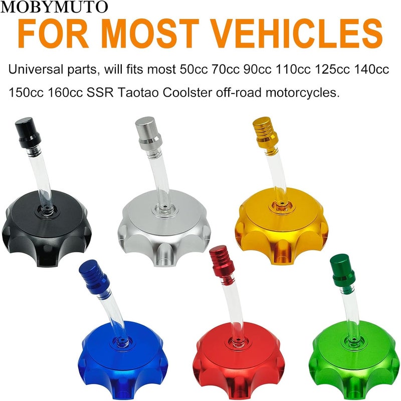 MOBYMUTO CNC Aluminum Gas Fuel Tank Cap, Hexagonal Off-Road Motorcycle Fuel Tank Cap with Breather Valve for Most 50cc 70cc 90cc 110cc 125cc 140cc 150cc 160cc SSR Taotao Coolster Pit Dirt Motor Bike (Silver) - Image 4